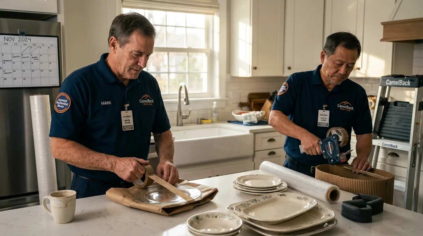 Professional crew packing kitchen dishware in Scottsville, KY